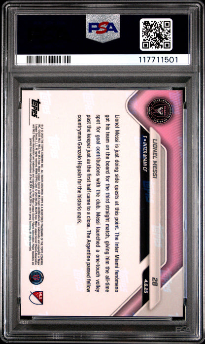 Graded 2025 Topps Now MLS Lionel Messi #28 Soccer Card PSA 9 Mint