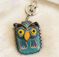 Handmade Owl Leather Access Card Holder Keychain