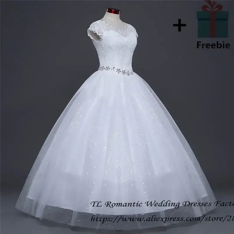 Plus size Vestidos De Novia Real Photo Red pure White Lace O-neck Sequins Wedding Dresses Cheap Princess Bride Gowns Frock HS587