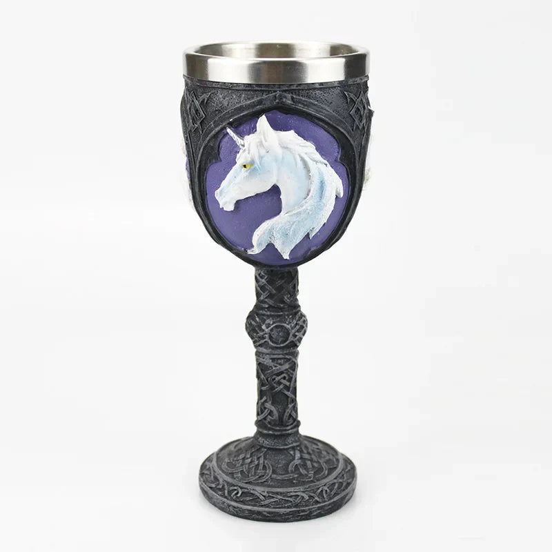 Gothic Wine Goblet Contain Dragon Claw Viking Skeleton Retro Stainless Steel Resin