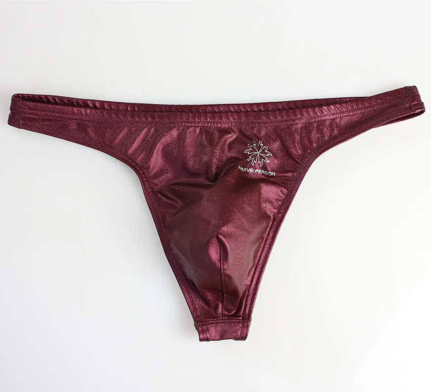 BRAVE PERSON New Men Briefs Sexy Underwear Mens Low Waist Briefs Imitation Leather Male Underpants For Men Briefs Thongs Gay