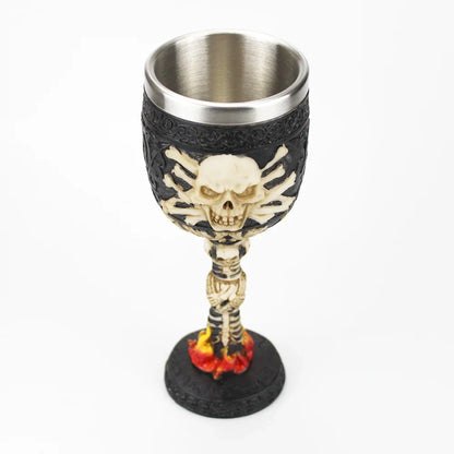 Gothic Wine Goblet Contain Dragon Claw Viking Skeleton Retro Stainless Steel Resin
