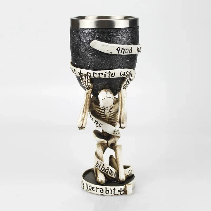 Gothic Wine Goblet Contain Dragon Claw Viking Skeleton Retro Stainless Steel Resin