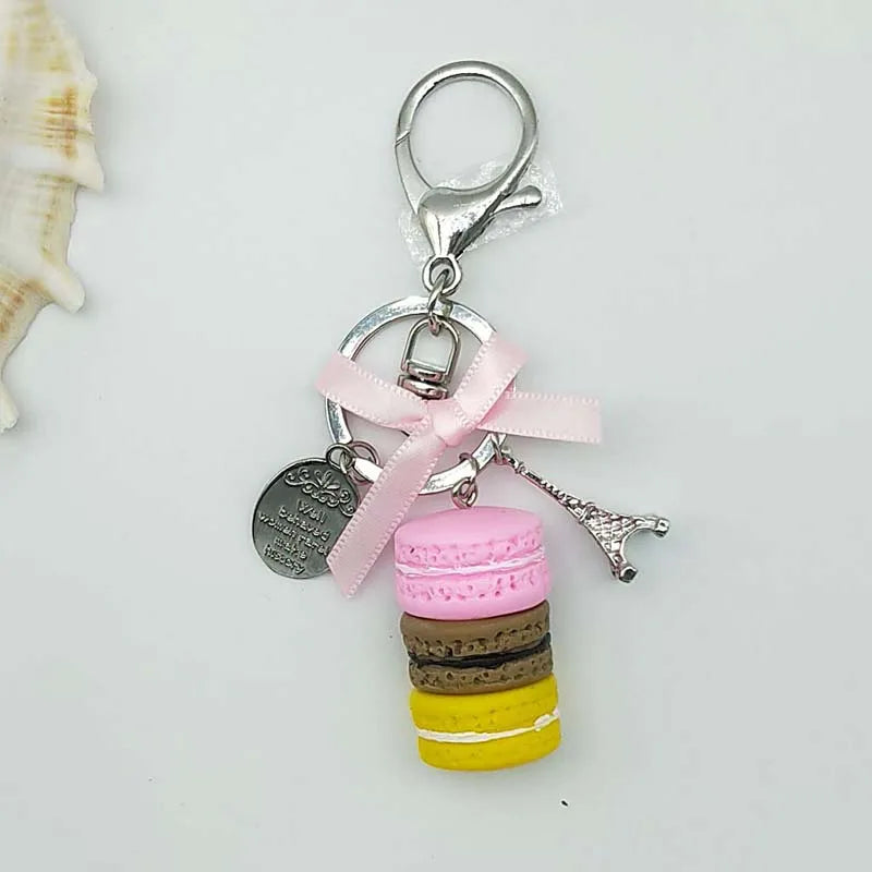 Women Cake Key Chain Fashion Cute French pastries Keychain Bag Charm Car Key Ring Wedding Party gift Jewelry 17278