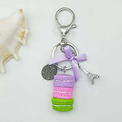 Women Cake Key Chain Fashion Cute French pastries Keychain Bag Charm Car Key Ring Wedding Party gift Jewelry 17278