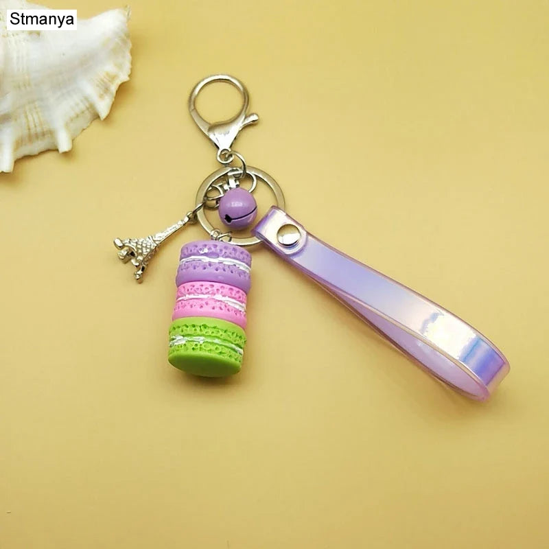 Women Cake Key Chain Fashion Cute French pastries Keychain Bag Charm Car Key Ring Wedding Party gift Jewelry 17278