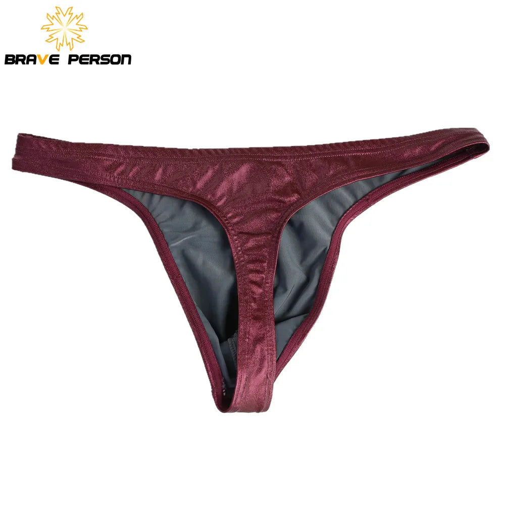 BRAVE PERSON New Men Briefs Sexy Underwear Mens Low Waist Briefs Imitation Leather Male Underpants For Men Briefs Thongs Gay