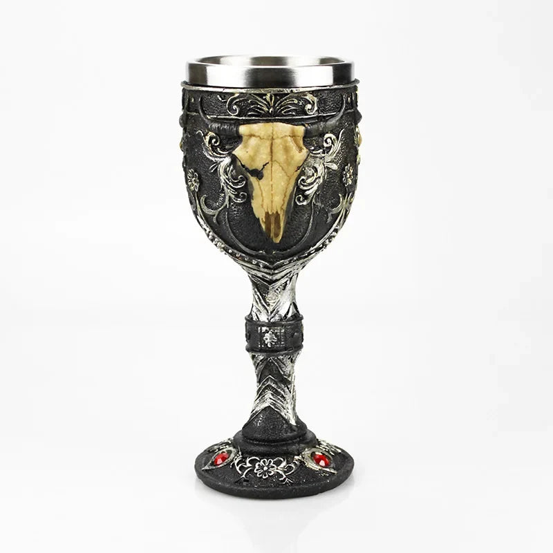 Gothic Wine Goblet Contain Dragon Claw Viking Skeleton Retro Stainless Steel Resin