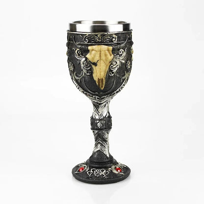 Gothic Wine Goblet Contain Dragon Claw Viking Skeleton Retro Stainless Steel Resin