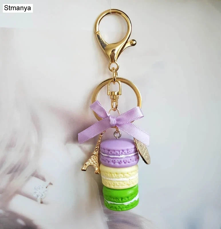 Women Cake Key Chain Fashion Cute French pastries Keychain Bag Charm Car Key Ring Wedding Party gift Jewelry 17278