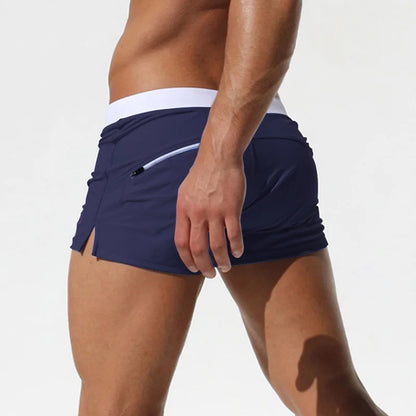 men's Swimwear Low Waist Surfing Trunk swim short sexy personality Swimsuit male pocket swimming beach board short men bathing