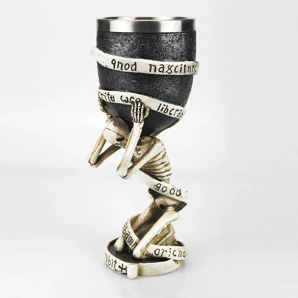 Gothic Wine Goblet Contain Dragon Claw Viking Skeleton Retro Stainless Steel Resin