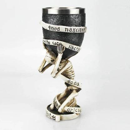 Gothic Wine Goblet Contain Dragon Claw Viking Skeleton Retro Stainless Steel Resin