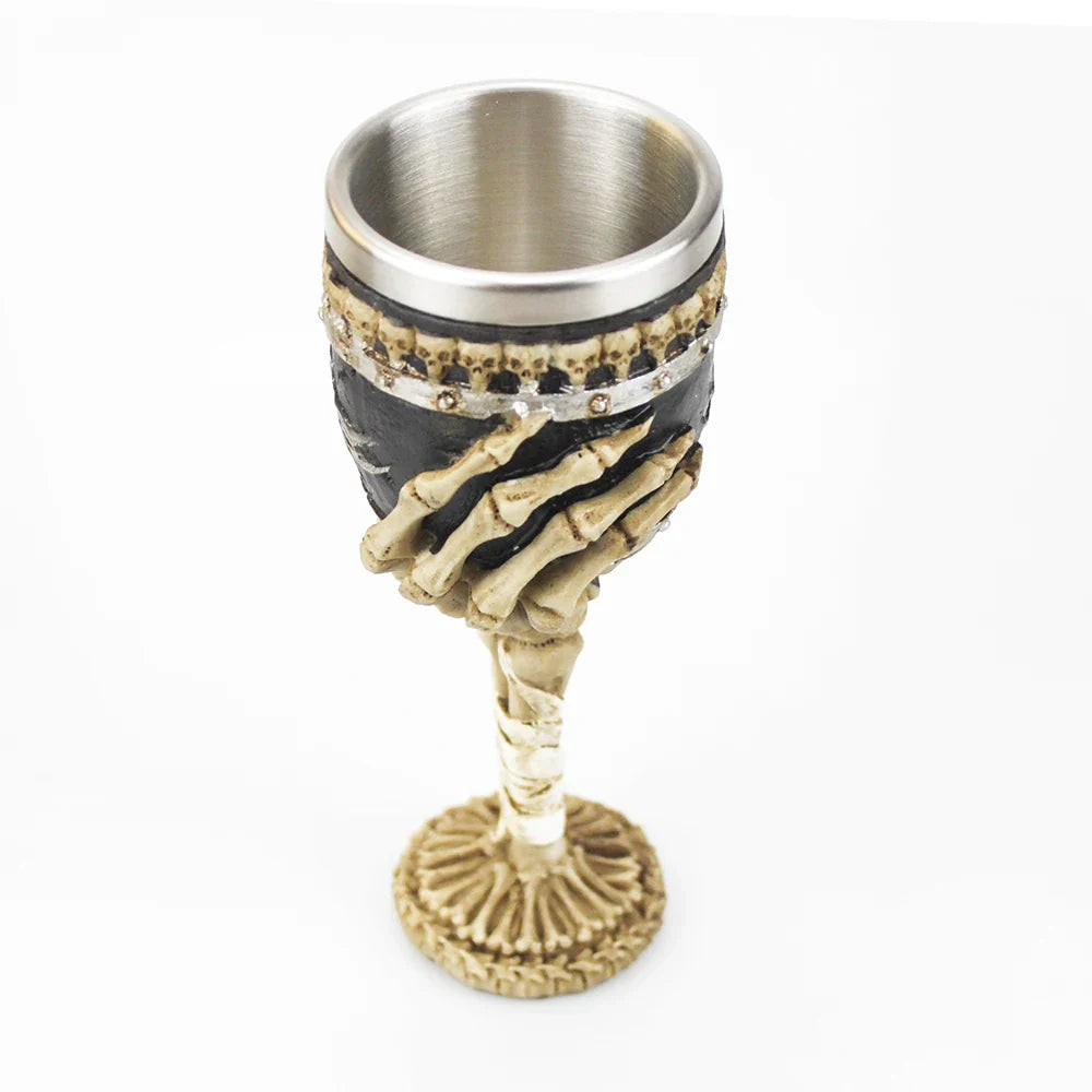 Gothic Wine Goblet Contain Dragon Claw Viking Skeleton Retro Stainless Steel Resin