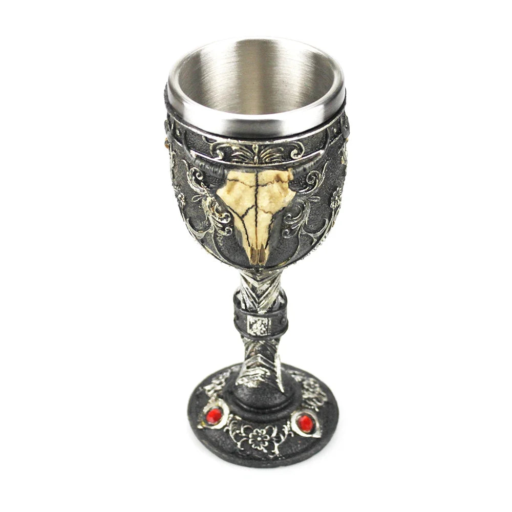 Gothic Wine Goblet Contain Dragon Claw Viking Skeleton Retro Stainless Steel Resin