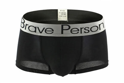 BRAVE PERSON Men's Solid Color Underwear Male Boxer Shorts Cotton Underpants Fashion Sexy Boxers for Men