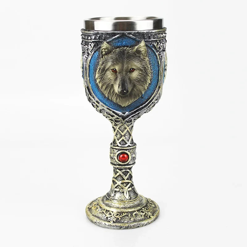 Gothic Wine Goblet Contain Dragon Claw Viking Skeleton Retro Stainless Steel Resin
