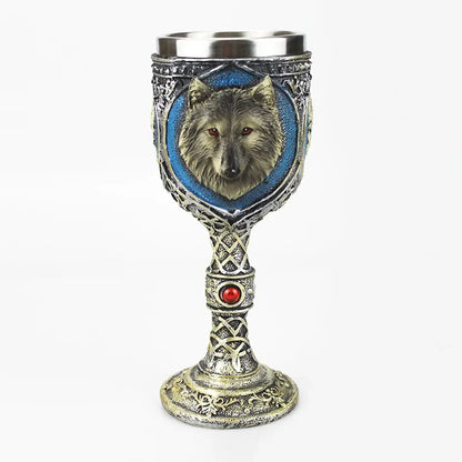 Gothic Wine Goblet Contain Dragon Claw Viking Skeleton Retro Stainless Steel Resin