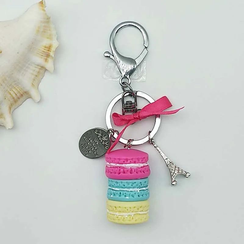Women Cake Key Chain Fashion Cute French pastries Keychain Bag Charm Car Key Ring Wedding Party gift Jewelry 17278
