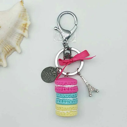 Women Cake Key Chain Fashion Cute French pastries Keychain Bag Charm Car Key Ring Wedding Party gift Jewelry 17278