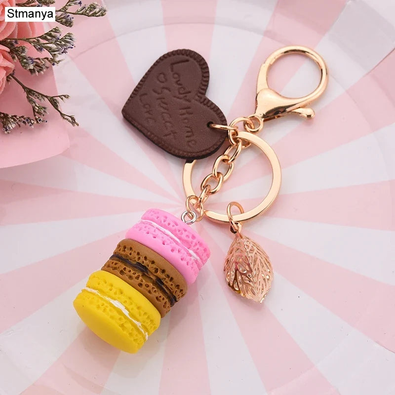 Women Cake Key Chain Fashion Cute French pastries Keychain Bag Charm Car Key Ring Wedding Party gift Jewelry 17278