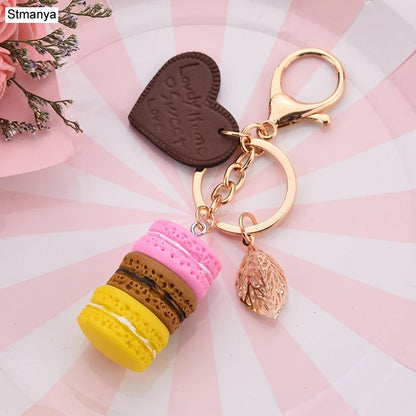 Women Cake Key Chain Fashion Cute French pastries Keychain Bag Charm Car Key Ring Wedding Party gift Jewelry 17278