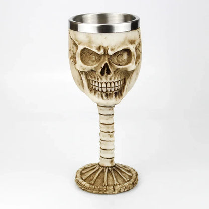 Gothic Wine Goblet Contain Dragon Claw Viking Skeleton Retro Stainless Steel Resin
