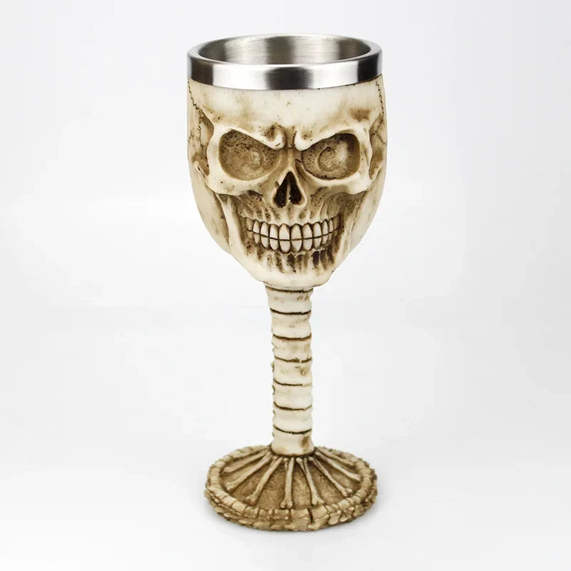 Gothic Wine Goblet Contain Dragon Claw Viking Skeleton Retro Stainless Steel Resin
