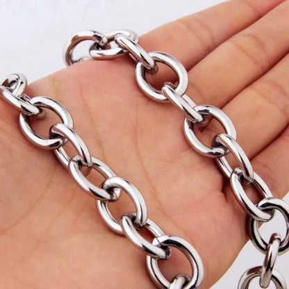 Men’s Heavy 316L Stainless Steel Oval Link Chain Necklace – Premium Silver Hip Hop Cuban Style | 8mm–15mm Thick | Tarnish-Free, Durable Statement Jewelry