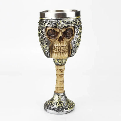 Gothic Wine Goblet Contain Dragon Claw Viking Skeleton Retro Stainless Steel Resin