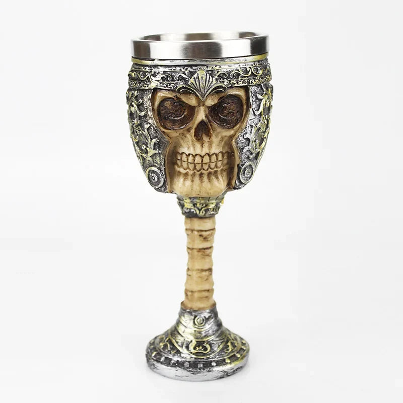 Gothic Wine Goblet Contain Dragon Claw Viking Skeleton Retro Stainless Steel Resin