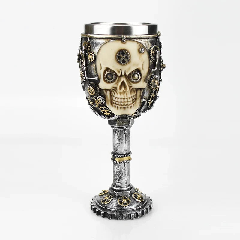 Gothic Wine Goblet Contain Dragon Claw Viking Skeleton Retro Stainless Steel Resin