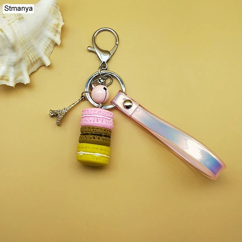 Women Cake Key Chain Fashion Cute French pastries Keychain Bag Charm Car Key Ring Wedding Party gift Jewelry 17278