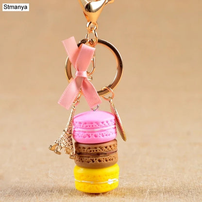 Women Cake Key Chain Fashion Cute French pastries Keychain Bag Charm Car Key Ring Wedding Party gift Jewelry 17278