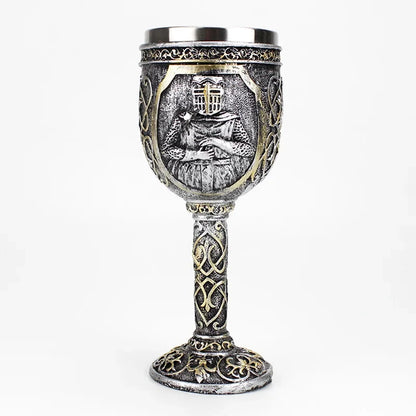 Gothic Wine Goblet Contain Dragon Claw Viking Skeleton Retro Stainless Steel Resin