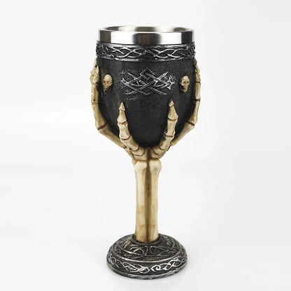 Gothic Wine Goblet Contain Dragon Claw Viking Skeleton Retro Stainless Steel Resin