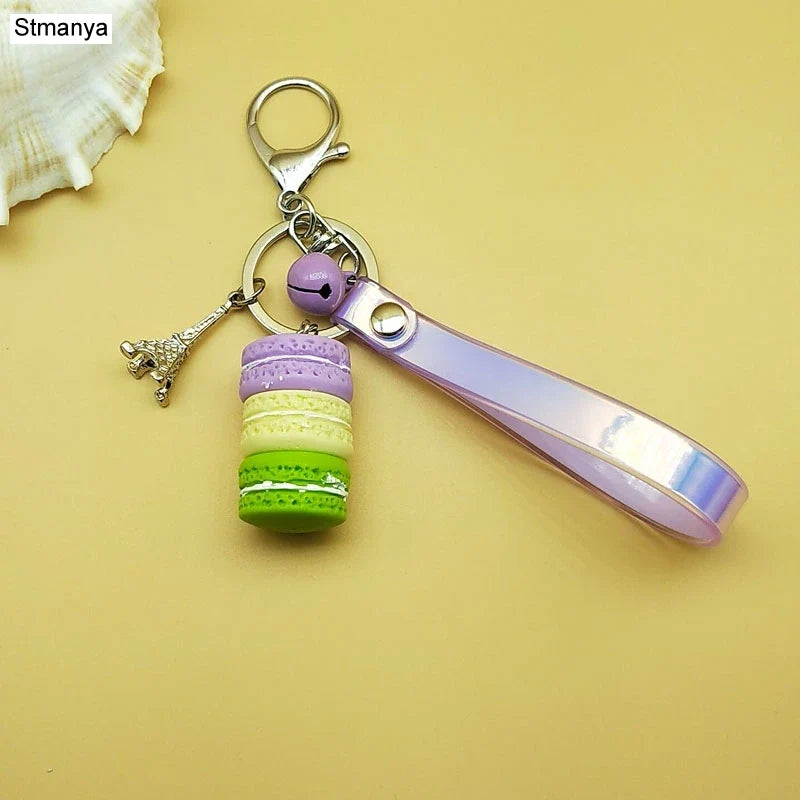 Women Cake Key Chain Fashion Cute French pastries Keychain Bag Charm Car Key Ring Wedding Party gift Jewelry 17278