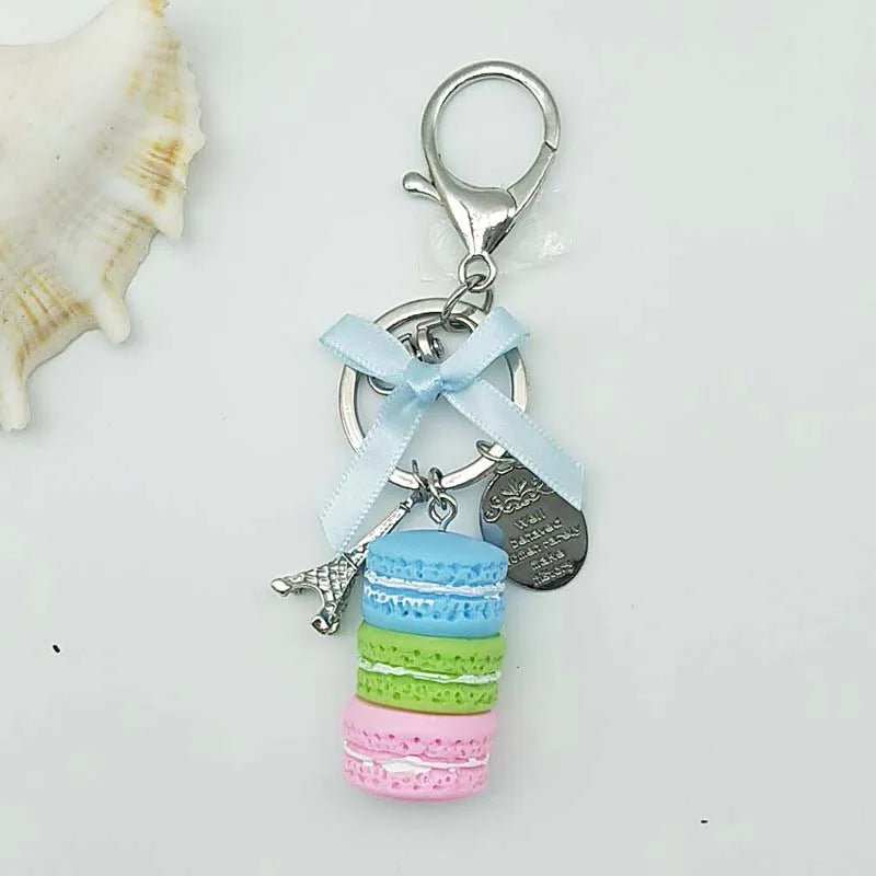 Women Cake Key Chain Fashion Cute French pastries Keychain Bag Charm Car Key Ring Wedding Party gift Jewelry 17278