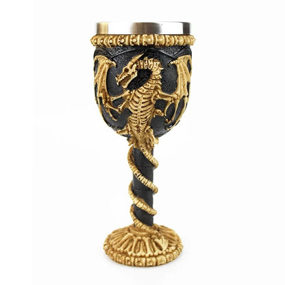 Gothic Wine Goblet Contain Dragon Claw Viking Skeleton Retro Stainless Steel Resin