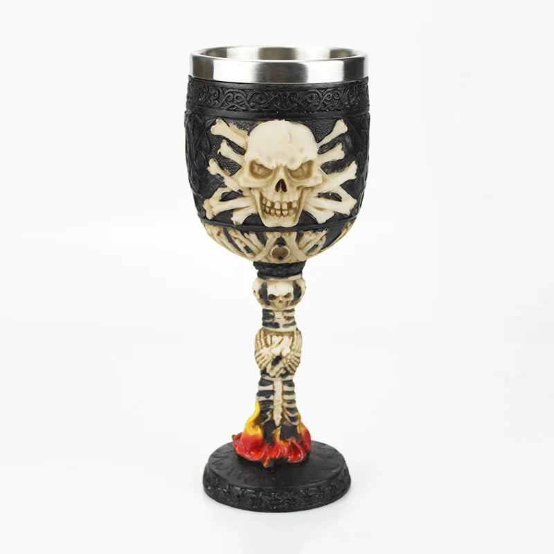 Gothic Wine Goblet Contain Dragon Claw Viking Skeleton Retro Stainless Steel Resin