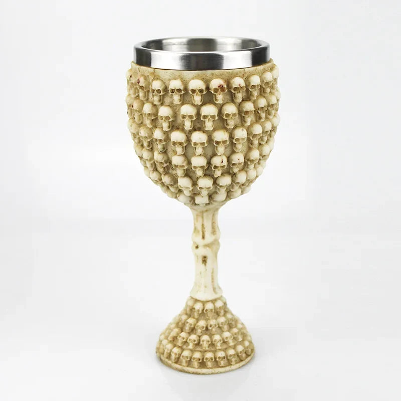 Gothic Wine Goblet Contain Dragon Claw Viking Skeleton Retro Stainless Steel Resin