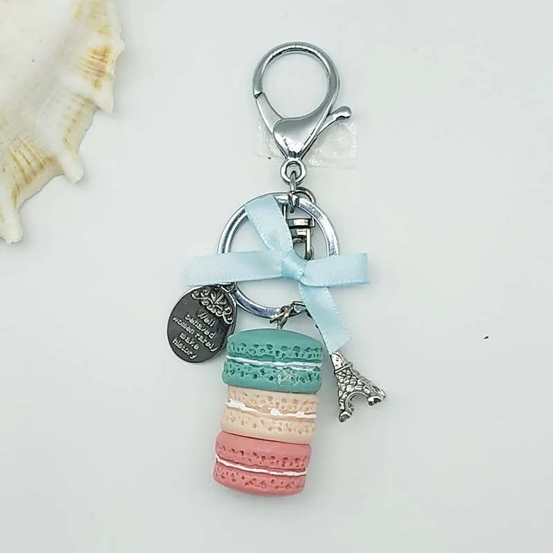 Women Cake Key Chain Fashion Cute French pastries Keychain Bag Charm Car Key Ring Wedding Party gift Jewelry 17278