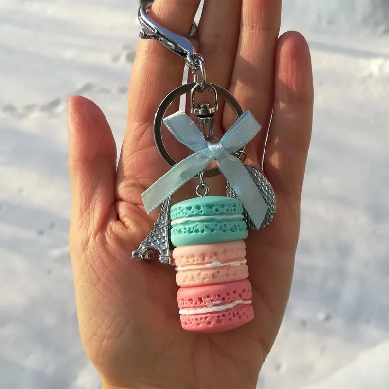 Women Cake Key Chain Fashion Cute French pastries Keychain Bag Charm Car Key Ring Wedding Party gift Jewelry 17278