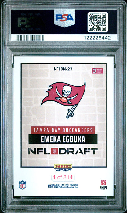 Graded 2025 Panini Instant Emeka Egbuka #NFLDN23 NFL Draft Night Rookie RC Football Card PSA 10 Gem Mint