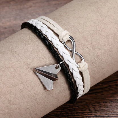 Vintage Dream Airplane Multilayer Leather Bracelet Men Women Fashion Braided Handmade Rope Wrap Bracelets & Bangles Male Gift