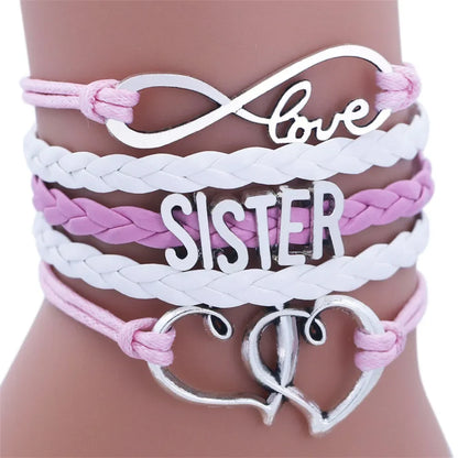 SISTER Kids Double Heart Chain Bracelet for Girls Friendship Bracelets Jewelry Multi-Layer Charm Bracelet Fashion Jewelry