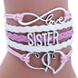 SISTER Kids Double Heart Chain Bracelet for Girls Friendship Bracelets Jewelry Multi-Layer Charm Bracelet Fashion Jewelry