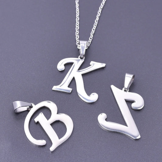 26 Letters Necklace Stainless Steel Initial Necklaces Pendant Big