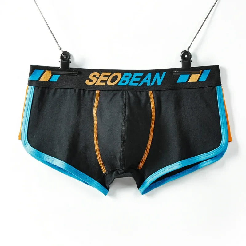 SEOBEAN Shorts Men Underwear Boxers Breathable Cotton Boxer Shorts U convex Design Fashion Male Panties Underpants Homewear