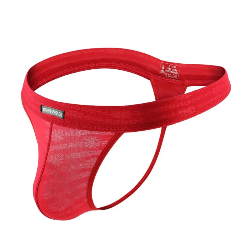 BRAVE PERSON Men Sexy Lace Transparent Thongs Underwear Briefs Bikini G-string Jocks Underwear Shorts Exotic T-back B1138